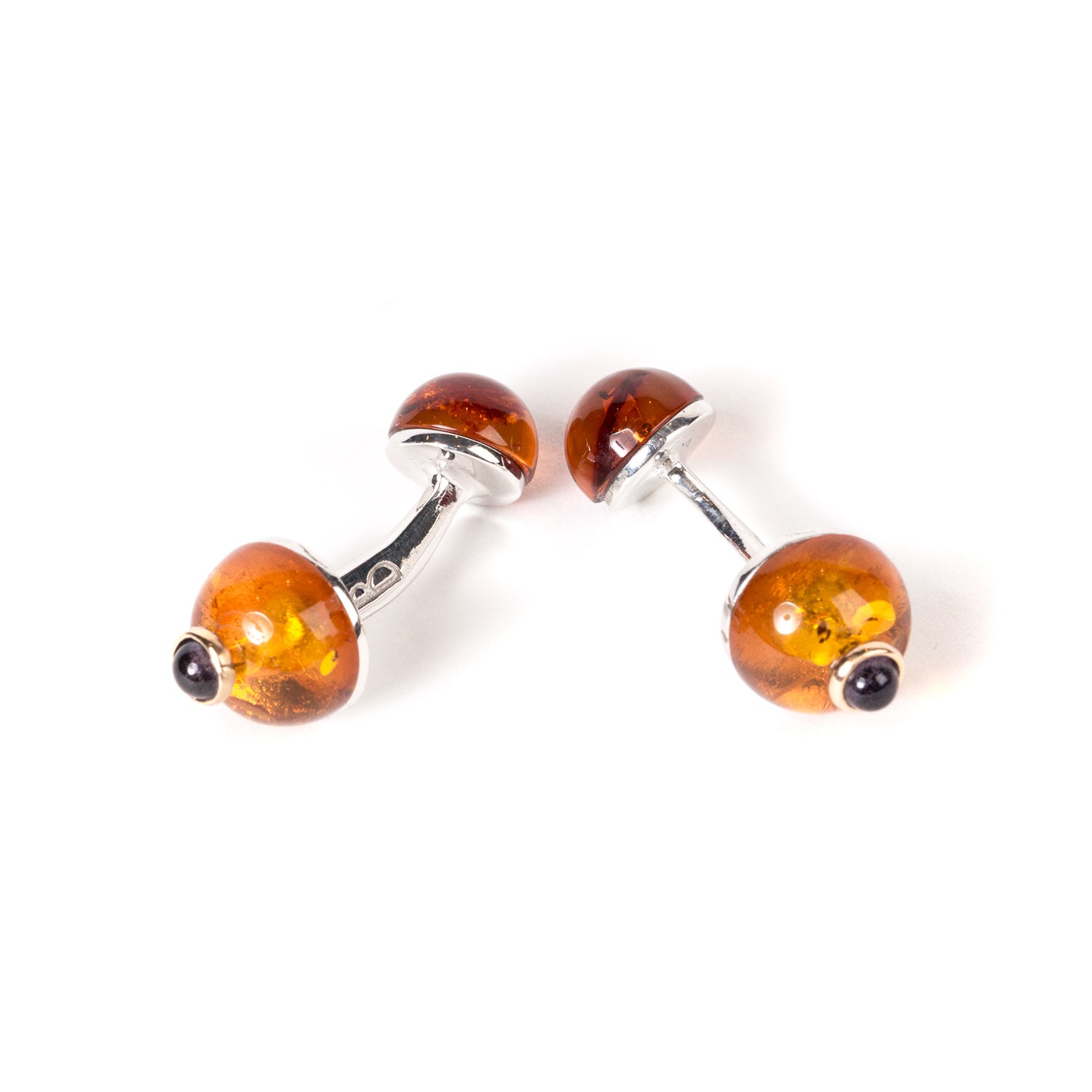 Manschettenknopf "Amber" aus Sterling Silber - reine Handarbeit